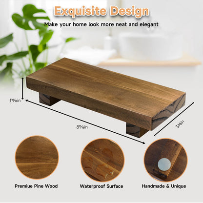Wood Pedestal Stand Risers 8.7''x3.5'' Small Wooden Riser Soap Stand for Table Countertop Kitchen Sink
