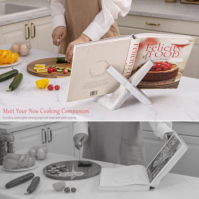 Cookbook Stand, Wooden Recipe Book Holder, Cook Book Stand for Kitchen Counter