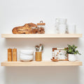 Floating Wooden Shelves for Kitchen Wall Mounted - Thick Industrial Kitchen Wood Shelf Set of 2