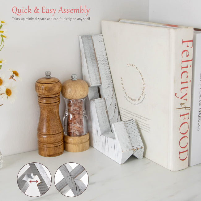 Cookbook Stand, Wooden Recipe Book Holder, Cook Book Stand for Kitchen Counter