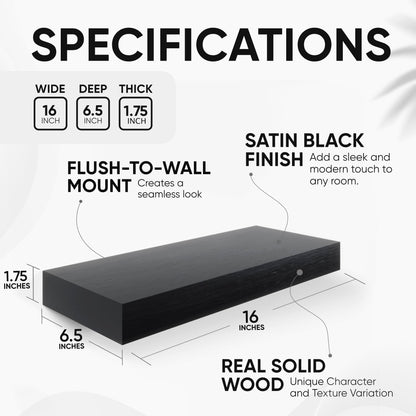 Floating Wooden Shelves for Kitchen Wall Mounted - Thick Industrial Kitchen Wood Shelf Set of 2