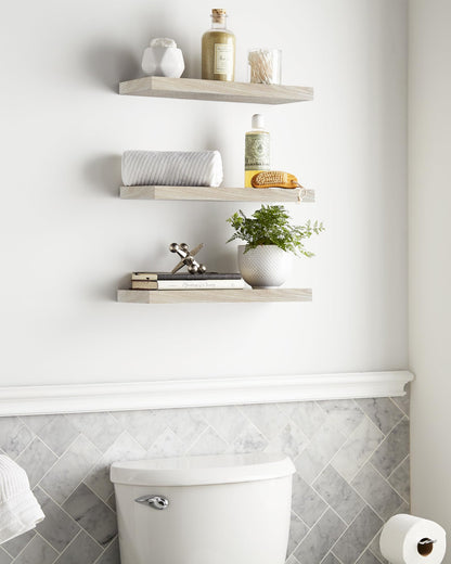 Floating Wood Shelves - Wall Mounted, for Kitchen, with 22lbs Capacity Set of 3