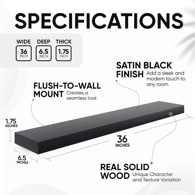 Floating Wooden Shelves for Kitchen Wall Mounted - Thick Industrial Kitchen Wood Shelf Set of 2