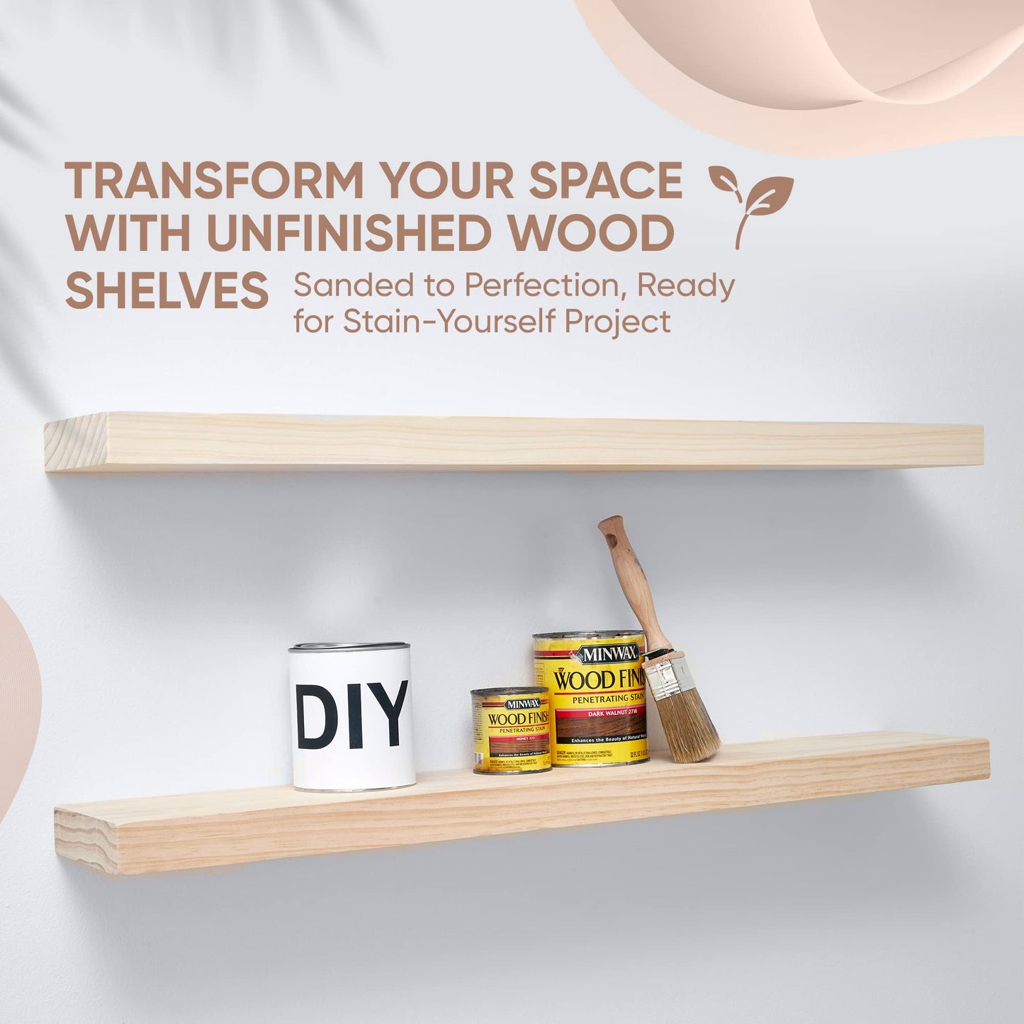 Floating Wooden Shelves for Kitchen Wall Mounted - Thick Industrial Kitchen Wood Shelf Set of 2