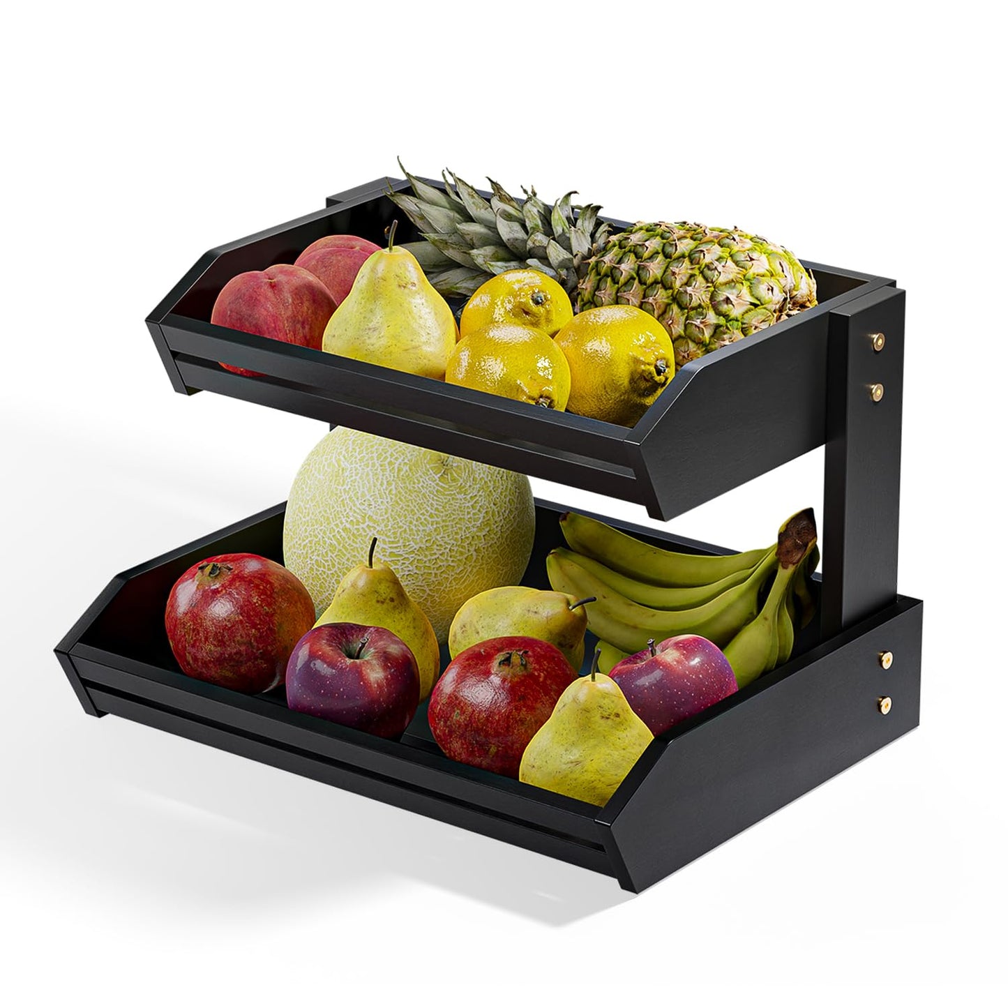 Acacia Wood Fruit Basket - Fruit Bowl for Kitchen Counter, Extra Large Made in USA