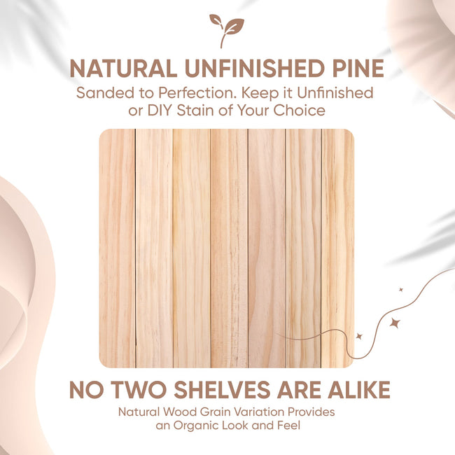 Floating Wooden Shelves for Kitchen Wall Mounted - Thick Industrial Kitchen Wood Shelf Set of 2