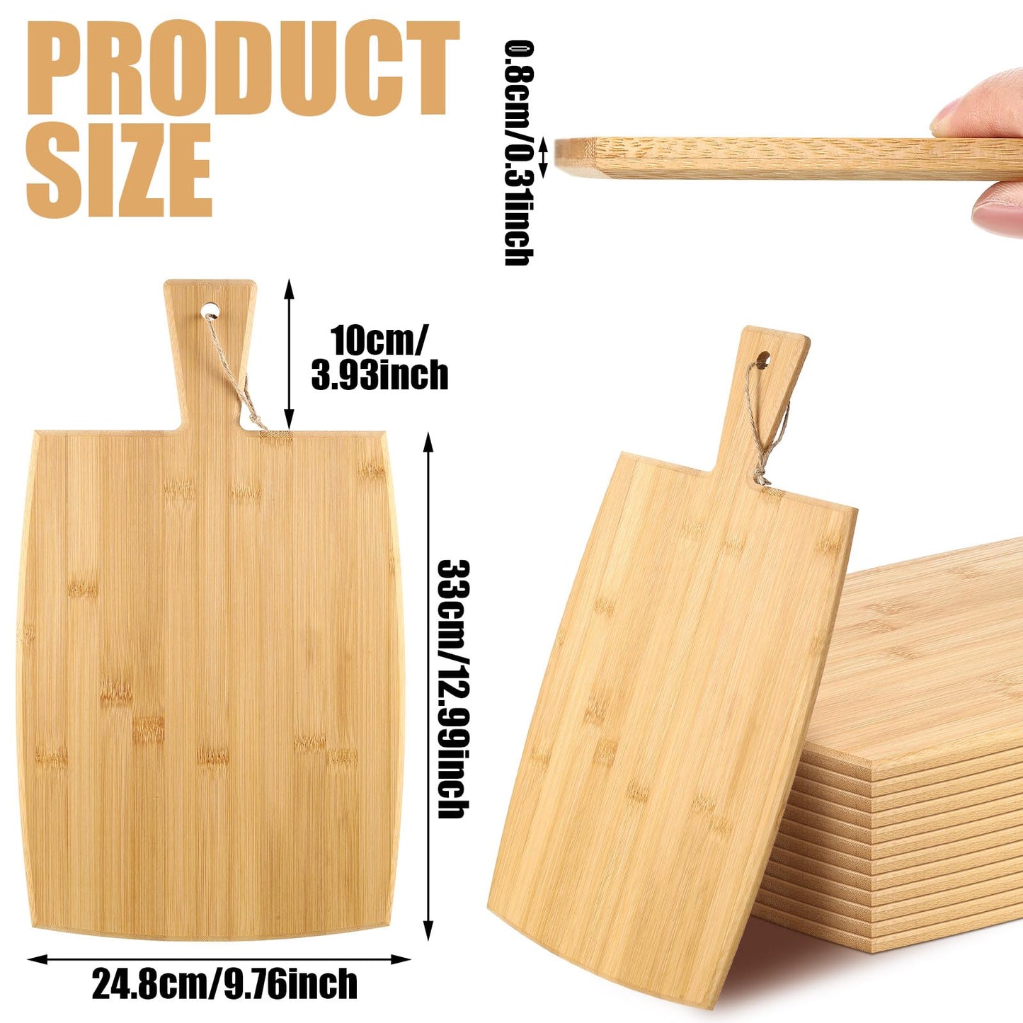 12 Packs Cutting Board Set with Handles 15 x 7 Inch, Acacia, Bamboo Wood)