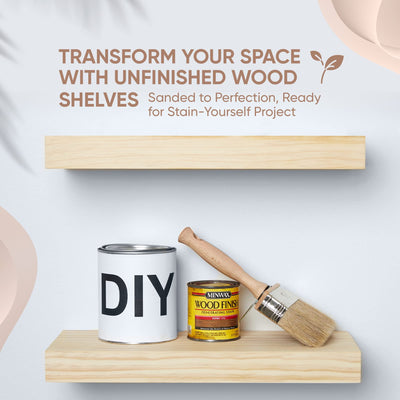 Floating Wooden Shelves for Kitchen Wall Mounted - Thick Industrial Kitchen Wood Shelf Set of 2