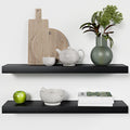 Floating Wooden Shelves for Kitchen Wall Mounted - Thick Industrial Kitchen Wood Shelf Set of 2