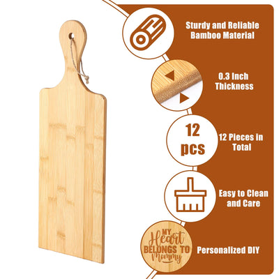 12 Packs Cutting Board Set with Handles 15 x 7 Inch, Acacia, Bamboo Wood)