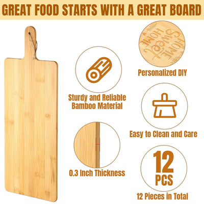 12 Packs Cutting Board Set with Handles 15 x 7 Inch, Acacia, Bamboo Wood)
