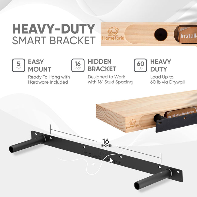 Floating Wooden Shelves for Kitchen Wall Mounted - Thick Industrial Kitchen Wood Shelf Set of 2