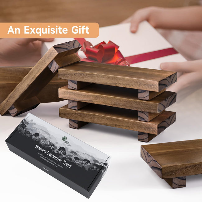 Wood Pedestal Stand Risers 8.7''x3.5'' Small Wooden Riser Soap Stand for Table Countertop Kitchen Sink