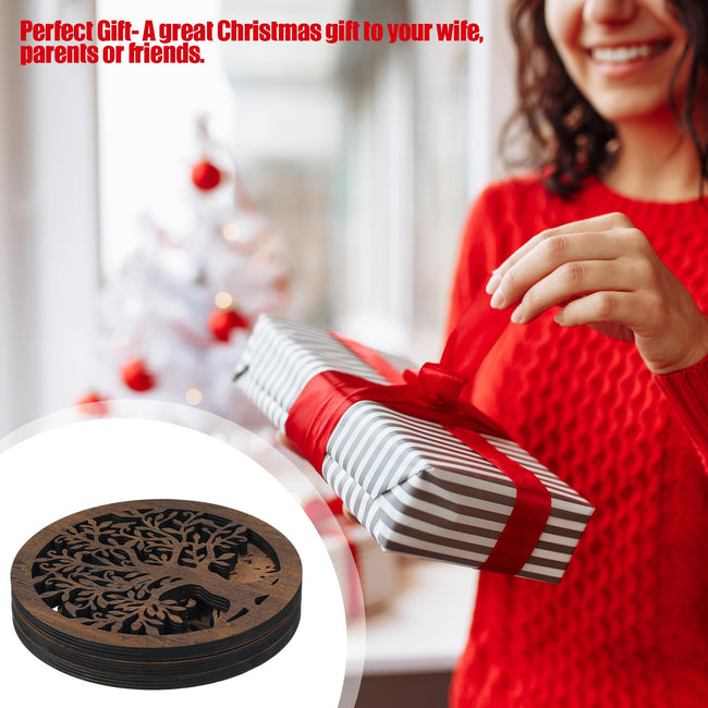 3 Pcs Life Tree Wooden Trivets Round Plates Pots Holder, Heat Resistant 8 Inch