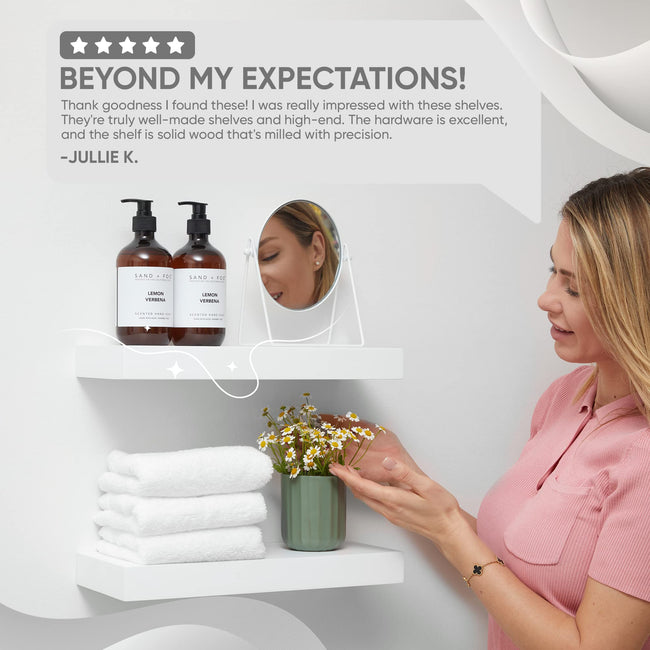 Floating Wooden Shelves for Kitchen Wall Mounted - Thick Industrial Kitchen Wood Shelf Set of 2