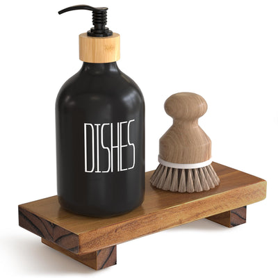 Wood Pedestal Stand Risers 8.7''x3.5'' Small Wooden Riser Soap Stand for Table Countertop Kitchen Sink