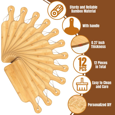 12 Packs Cutting Board Set with Handles 15 x 7 Inch, Acacia, Bamboo Wood)