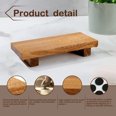 Acacia Wood Riser Soap Tray, Wood Pedestal Soap Dish for Kitchen Counter Sink Stand, Natural Acacia