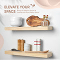 Floating Wooden Shelves for Kitchen Wall Mounted - Thick Industrial Kitchen Wood Shelf Set of 2