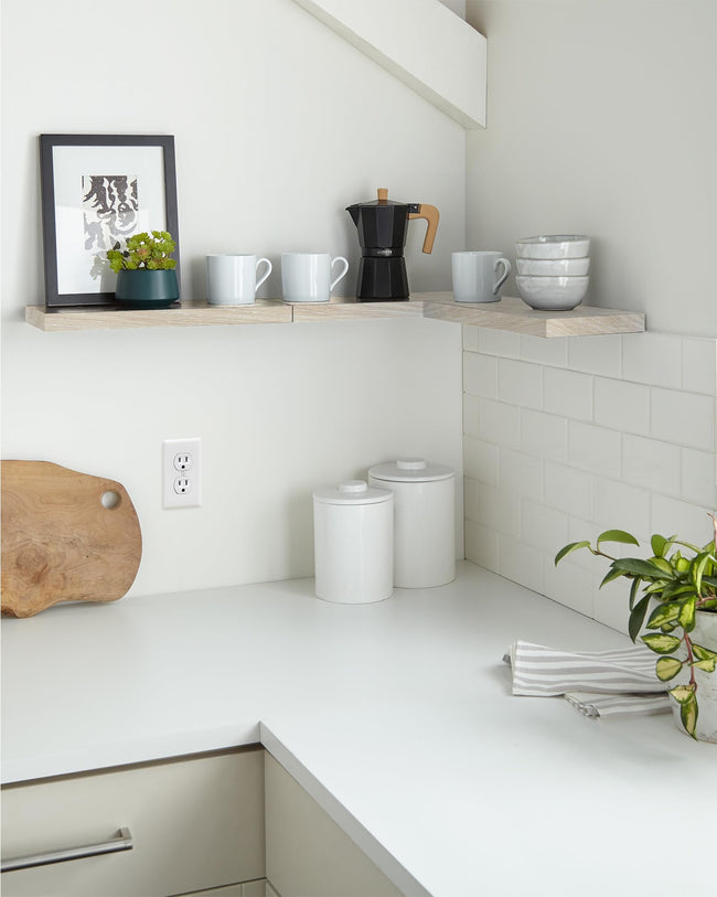 Floating Wood Shelves - Wall Mounted, for Kitchen, with 22lbs Capacity Set of 3