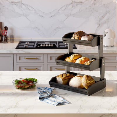 Acacia Wood Fruit Basket - Fruit Bowl for Kitchen Counter, Extra Large Made in USA