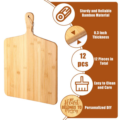 12 Packs Cutting Board Set with Handles 15 x 7 Inch, Acacia, Bamboo Wood)