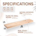 Floating Wooden Shelves for Kitchen Wall Mounted - Thick Industrial Kitchen Wood Shelf Set of 2