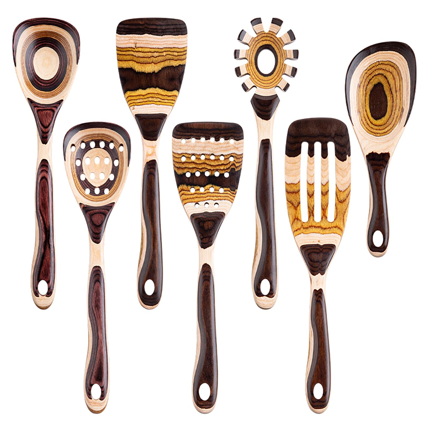 7-Piece wood Utensils Set, Durable, Eco-Friendly, Wooden Spoons for cooking, Kitchen Tool