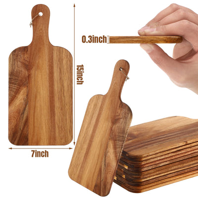 12 Packs Cutting Board Set with Handles 15 x 7 Inch, Acacia, Bamboo Wood)