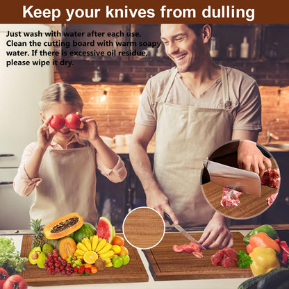Wooden Cutting Boards For Kitchen Wood Chopping Board Thick One-piece Cutting Board With Juice Groove  15 * 10.2 * 1"