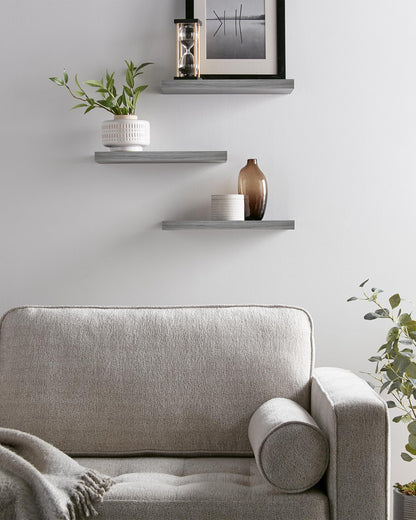 Floating Wood Shelves - Wall Mounted, for Kitchen, with 22lbs Capacity Set of 3