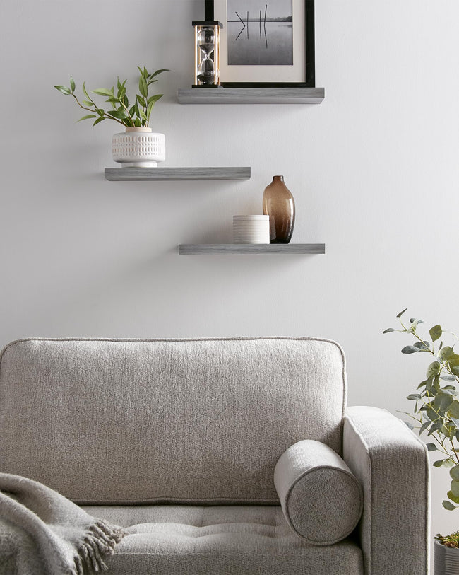 Floating Wood Shelves - Wall Mounted, for Kitchen, with 22lbs Capacity Set of 3