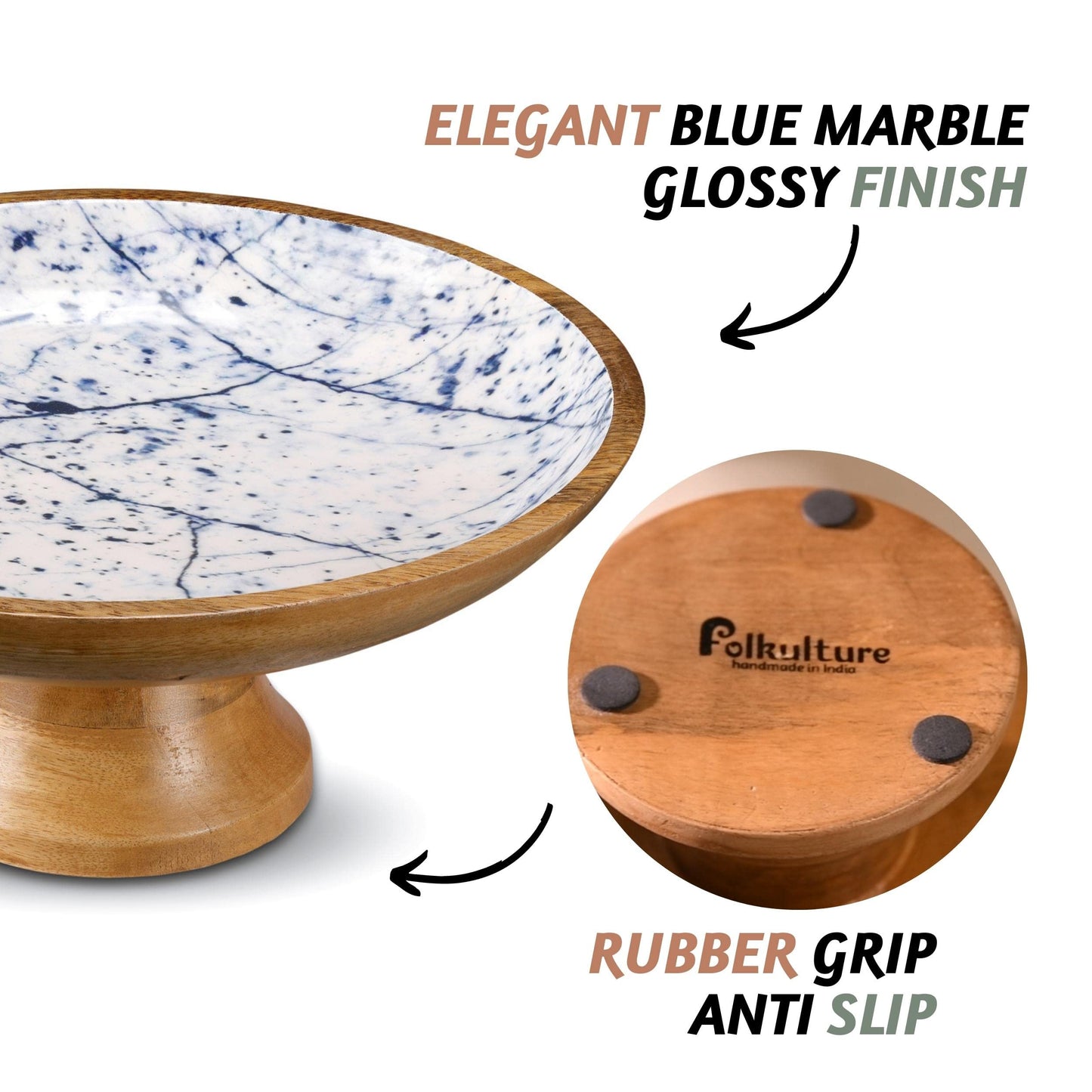 Acacia Wood Fruit Bowl for Kitchen Counter 12" Large
