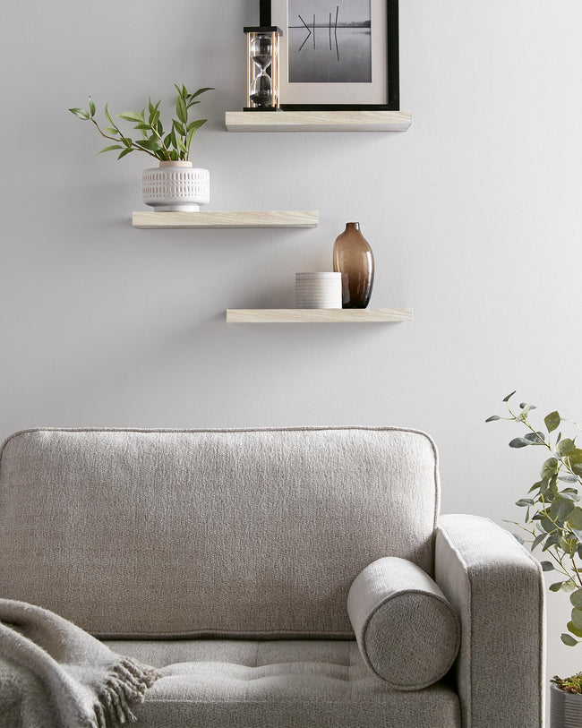 Floating Wood Shelves - Wall Mounted, for Kitchen, with 22lbs Capacity Set of 3