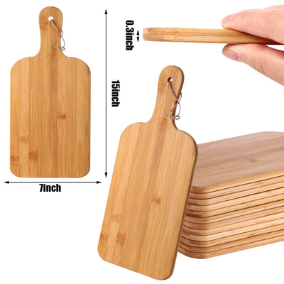 12 Packs Cutting Board Set with Handles 15 x 7 Inch, Acacia, Bamboo Wood)