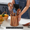 Acacia Wooden Utensil Holder for Countertop, 360° Rotating Kitchen Utensil Holder, 7.2"x 6" Large