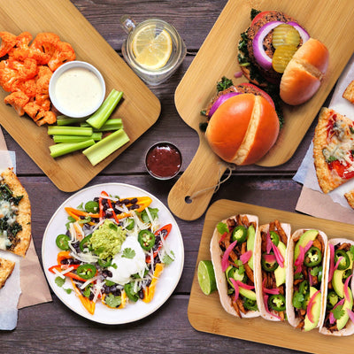 12 Packs Cutting Board Set with Handles 15 x 7 Inch, Acacia, Bamboo Wood)