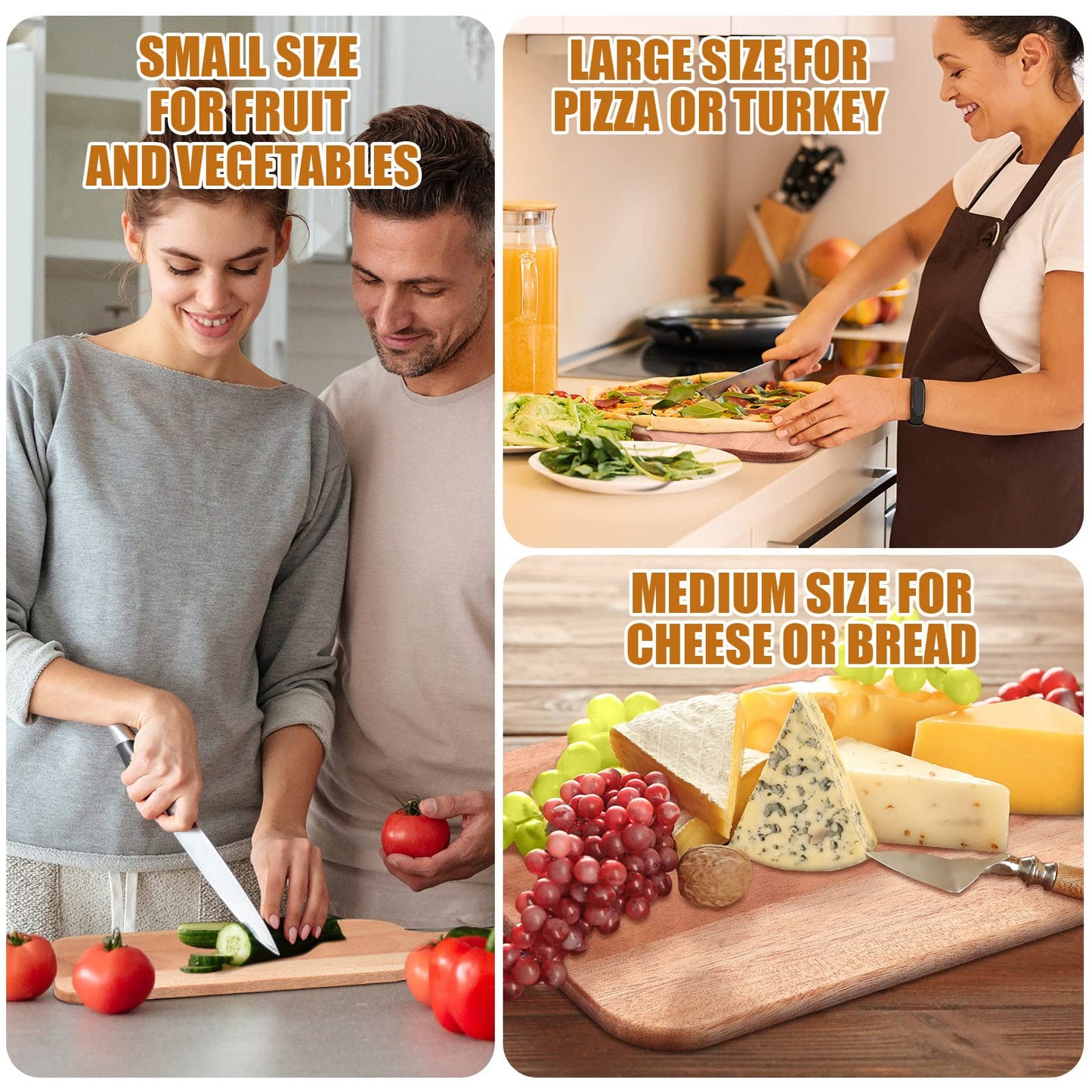 12 Packs Cutting Board Set with Handles 15 x 7 Inch, Acacia, Bamboo Wood)