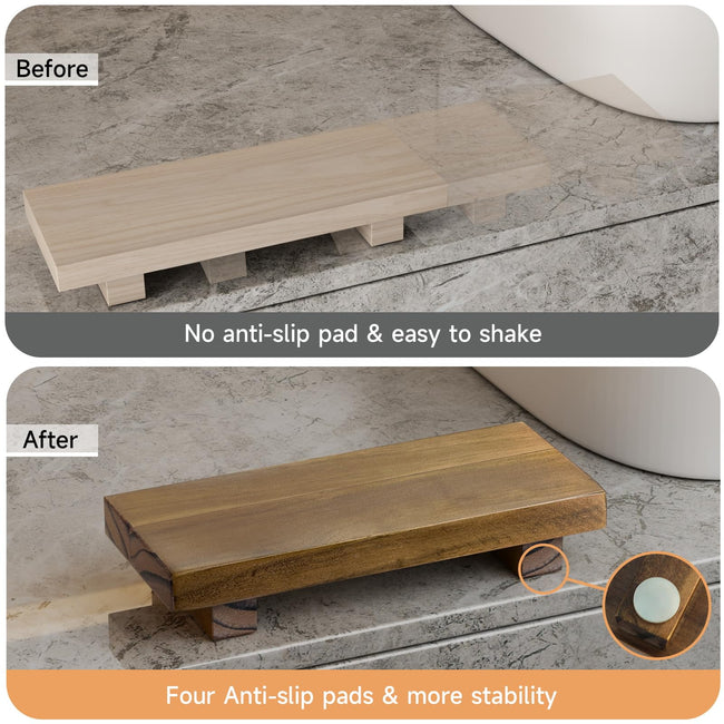 Wood Pedestal Stand Risers 8.7''x3.5'' Small Wooden Riser Soap Stand for Table Countertop Kitchen Sink