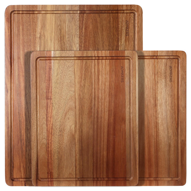 Wood Cutting Boards Set of 3 for Kitchen, Thick Chopping Board, (17x12, 12x10, 12x7 inch)