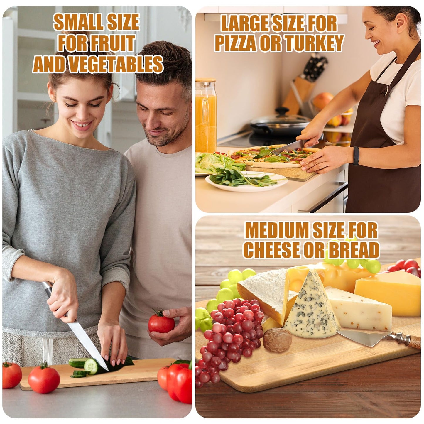 12 Packs Cutting Board Set with Handles 15 x 7 Inch, Acacia, Bamboo Wood)