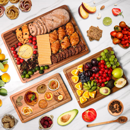 Wood Cutting Boards Set of 3 for Kitchen, Thick Chopping Board, (17x12, 12x10, 12x7 inch)