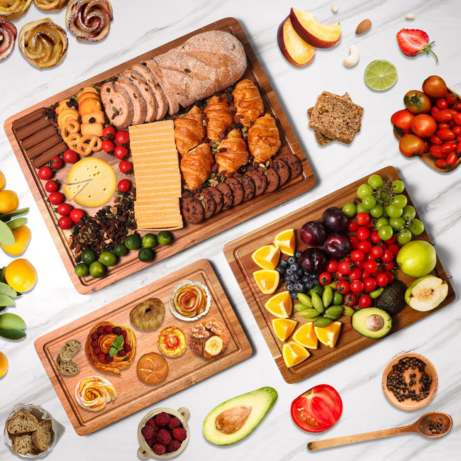 Wood Cutting Boards Set of 3 for Kitchen, Thick Chopping Board, (17x12, 12x10, 12x7 inch)