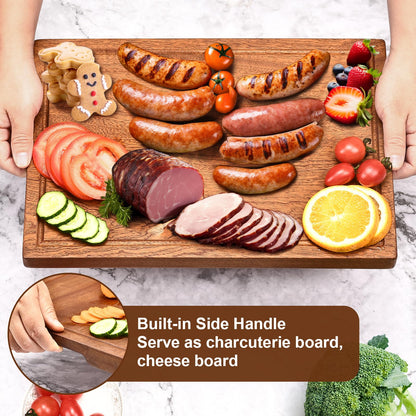 Wooden Cutting Boards For Kitchen Wood Chopping Board Thick One-piece Cutting Board With Juice Groove  15 * 10.2 * 1"