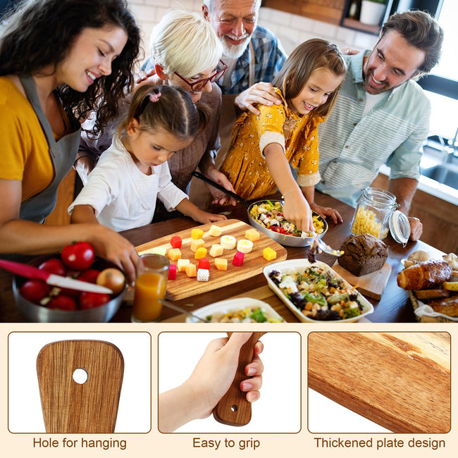 Set of 4 Thick Acacia Wood Cutting Boards with Handles, Assorted Sizes Large Charcuterie Boards For Meat, Pizza, Vegetables, Bread, Kitchen
