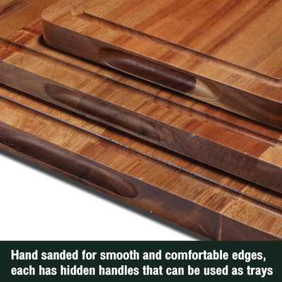 Wood Cutting Boards Set of 3 for Kitchen, Thick Chopping Board, (17x12, 12x10, 12x7 inch)