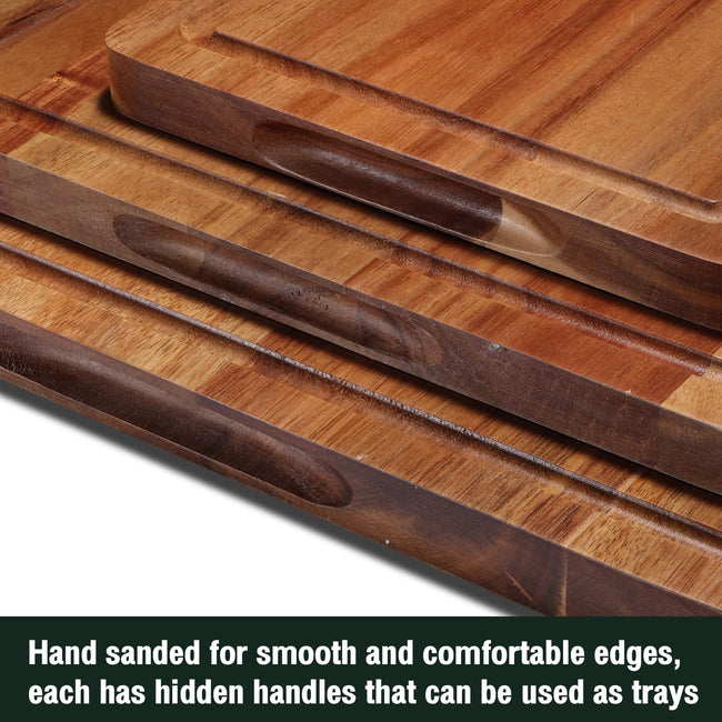 Wood Cutting Boards Set of 3 for Kitchen, Thick Chopping Board, (17x12, 12x10, 12x7 inch)