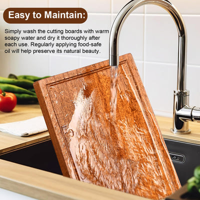 Wooden Cutting Boards For Kitchen Wood Chopping Board Thick One-piece Cutting Board With Juice Groove  15 * 10.2 * 1"