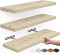 Floating Wood Shelves - Wall Mounted, for Kitchen, with 22lbs Capacity Set of 3