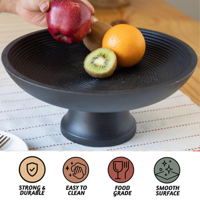 Acacia Wood Fruit Bowl for Kitchen Counter 12" Large